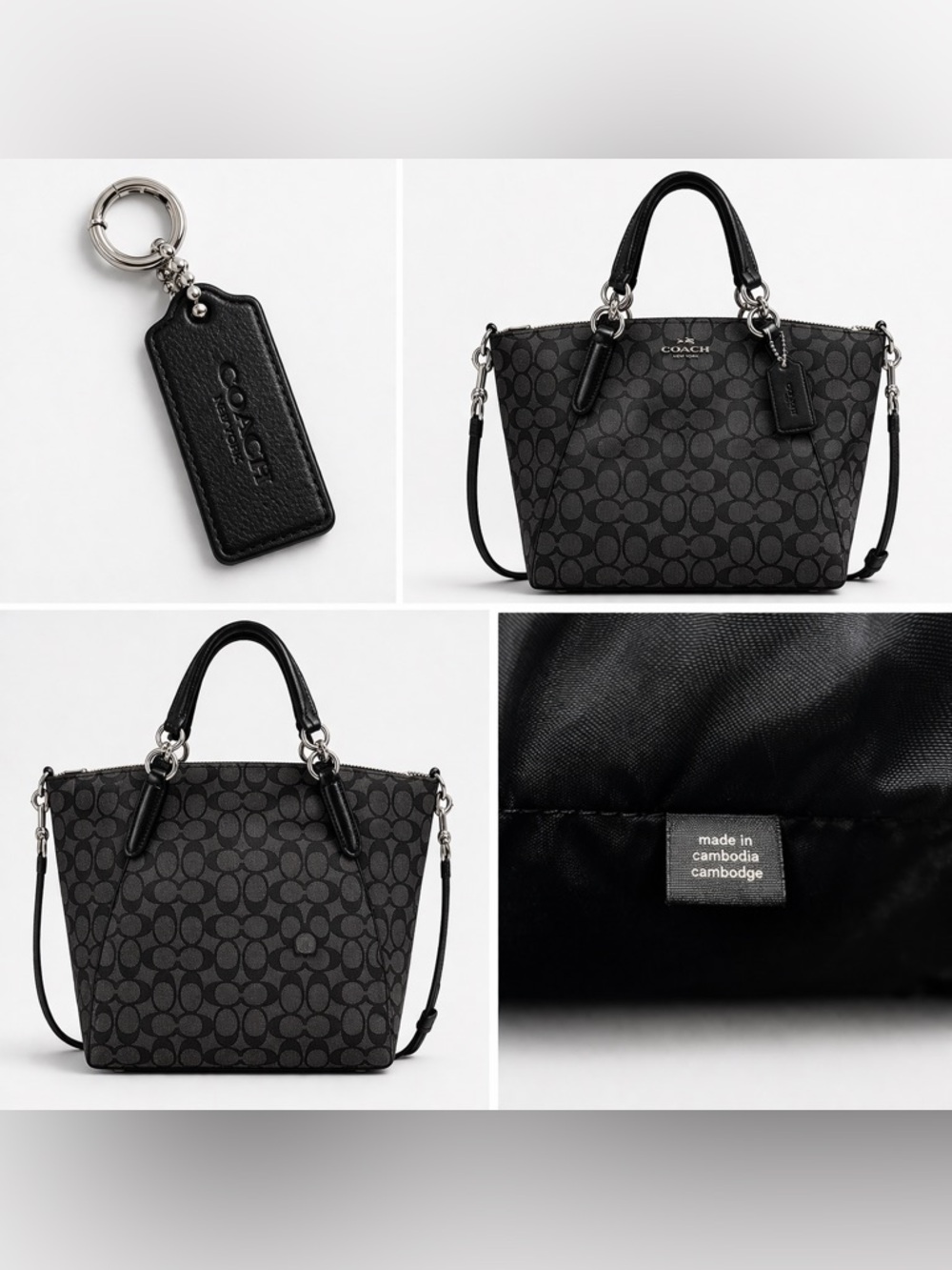 Coach Kelsey Satchel Signature Canvas Black Leather Crossbody F27582 - Picture 2 of 6
